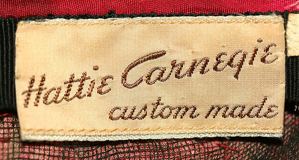 "Red Dahlia", House of Dior (French, founded 1946), (a–d) silk; (e) straw, French