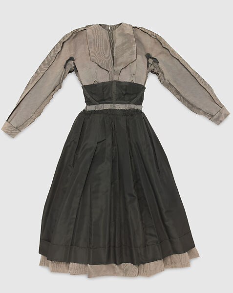Ensemble, Christian Dior (French, Granville 1905–1957 Montecatini), (a) cotton/rayon/acetate blend
(b) straw
(c–f) metal, French
