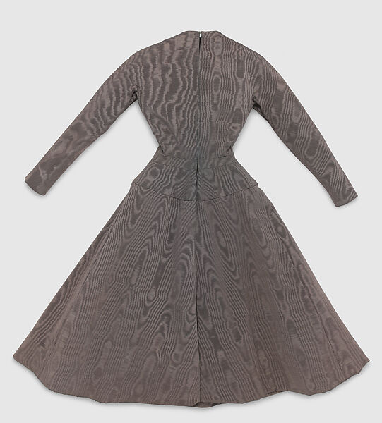 Ensemble, Christian Dior (French, Granville 1905–1957 Montecatini), (a) cotton/rayon/acetate blend
(b) straw
(c–f) metal, French