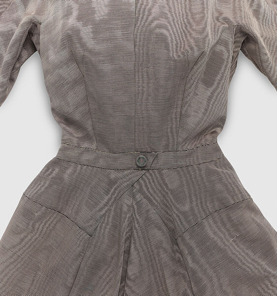 Ensemble, Christian Dior (French, Granville 1905–1957 Montecatini), (a) cotton/rayon/acetate blend
(b) straw
(c–f) metal, French