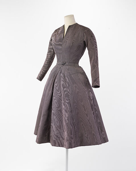 Ensemble, Christian Dior (French, Granville 1905–1957 Montecatini), (a) cotton/rayon/acetate blend
(b) straw
(c–f) metal, French