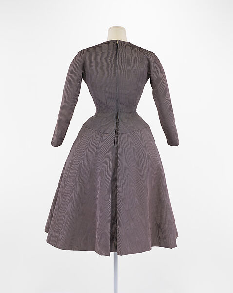 Ensemble, Christian Dior (French, Granville 1905–1957 Montecatini), (a) cotton/rayon/acetate blend
(b) straw
(c–f) metal, French