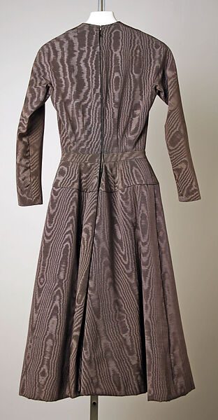 Ensemble, Christian Dior (French, Granville 1905–1957 Montecatini), (a) cotton/rayon/acetate blend
(b) straw
(c–f) metal, French