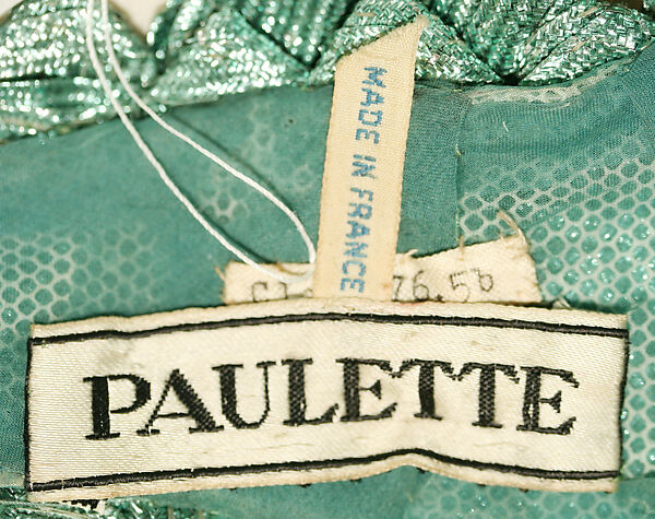 Ensemble, Christian Dior (French, Granville 1905–1957 Montecatini), (a) cotton/rayon/acetate blend
(b) straw
(c–f) metal, French