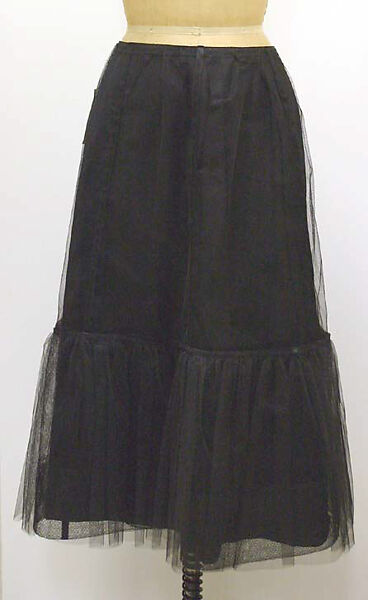 Cocktail ensemble, (a–c) House of Chanel (French, founded 1910), (a) wool, silk; (b) cotton; (c) synthetic fiber, silk; (d, e) silk, leather, French