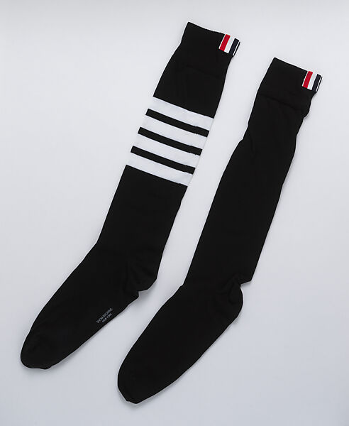 Ensemble, Thom Browne (American, born 1965), (a) nylon, glass, metal, (b, c) cotton, nylon, elastane, (d, e) leather, wood, cotton, metal, American