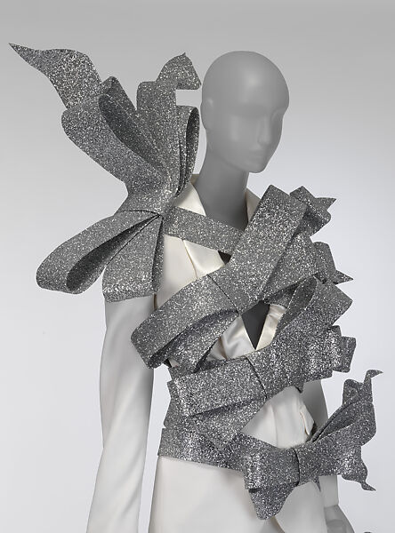 Ensemble, Viktor &amp; Rolf (Dutch, founded 1993), (a, b) polyester, viscose, spandex, cotton, acrylic, aluminum, thermoplastic, glass; (c, d) leather, Dutch