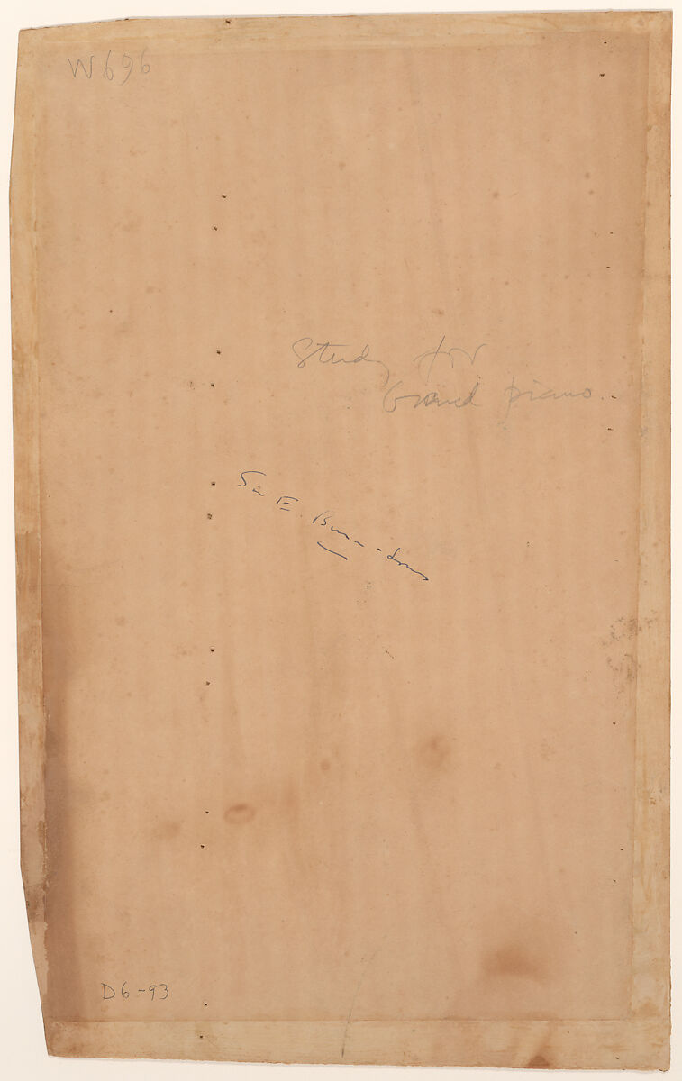 Putto Study, for the lid of the Graham Family Piano, Sir Edward Burne-Jones (British, Birmingham 1833–1898 Fulham), White and reddish brown synthetic crayons on brown paper