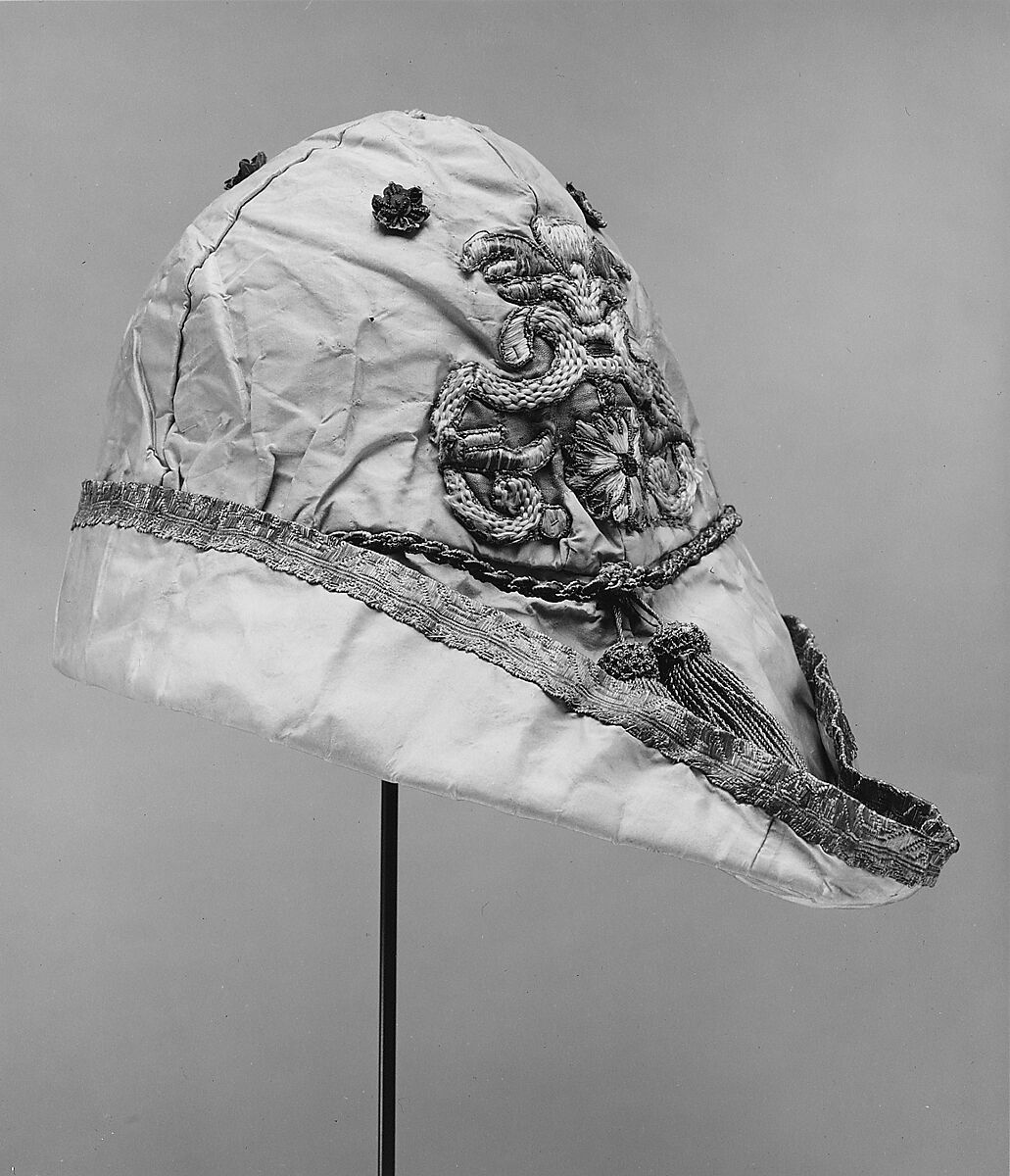 Hat, silk, metallic thread, Italian