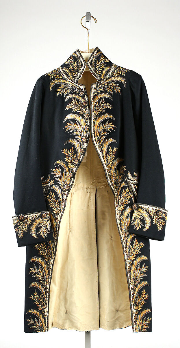 Coat, wool, silk, metallic, French