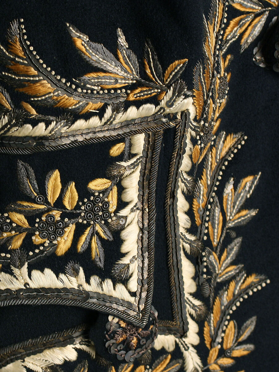 Coat, wool, silk, metallic, French