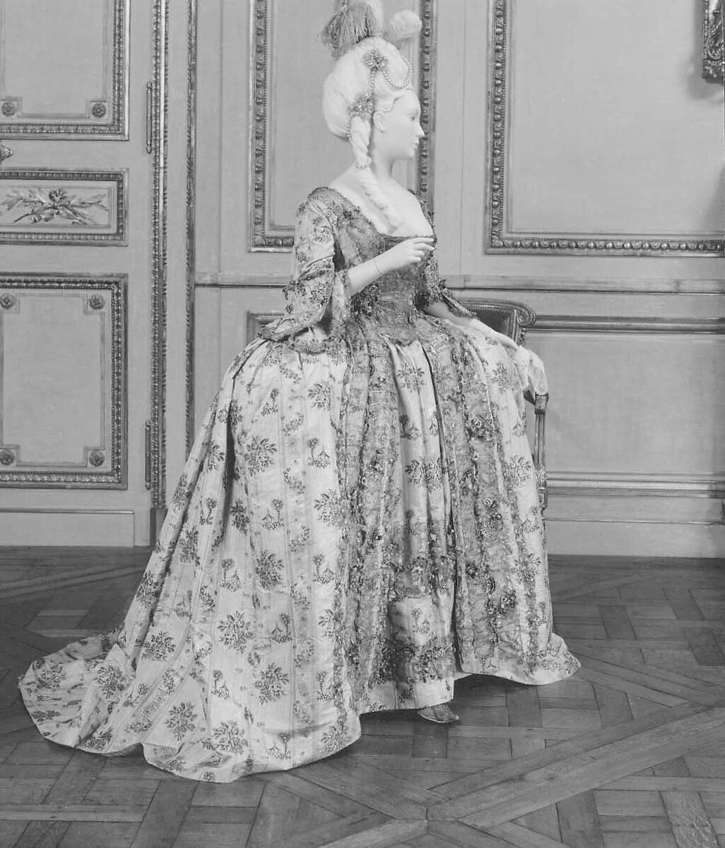 Dress, silk, metal thread, French