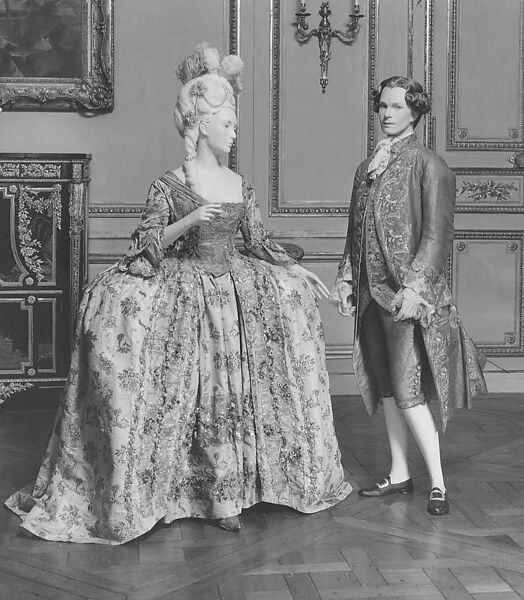 Dress, silk, metal thread, French