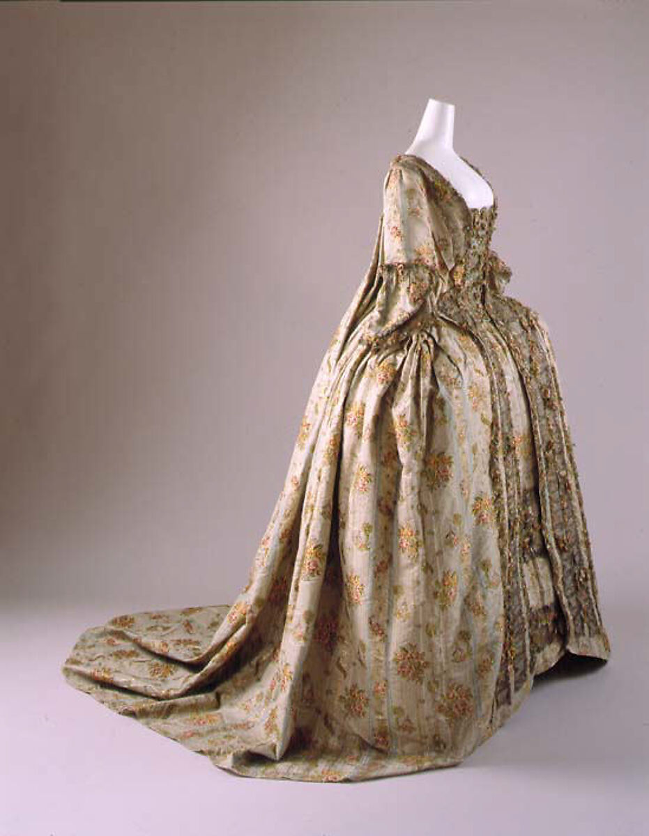 Dress, silk, metal thread, French 