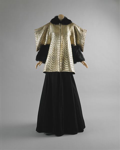 Evening jacket, House of Lanvin (French, founded 1889), silk, metallic thread, fur, French 