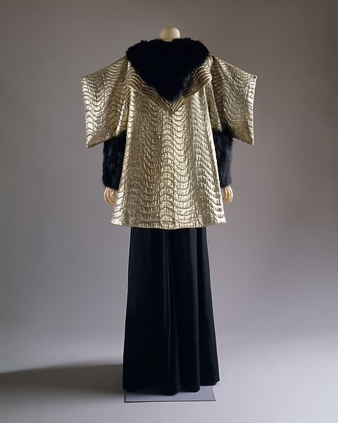 Evening jacket, House of Lanvin (French, founded 1889), silk, metallic thread, fur, French