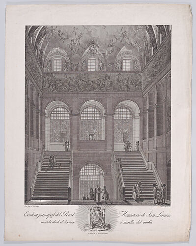 The main staircase of the monastery of El Escorial, from a series of Views of El Escorial