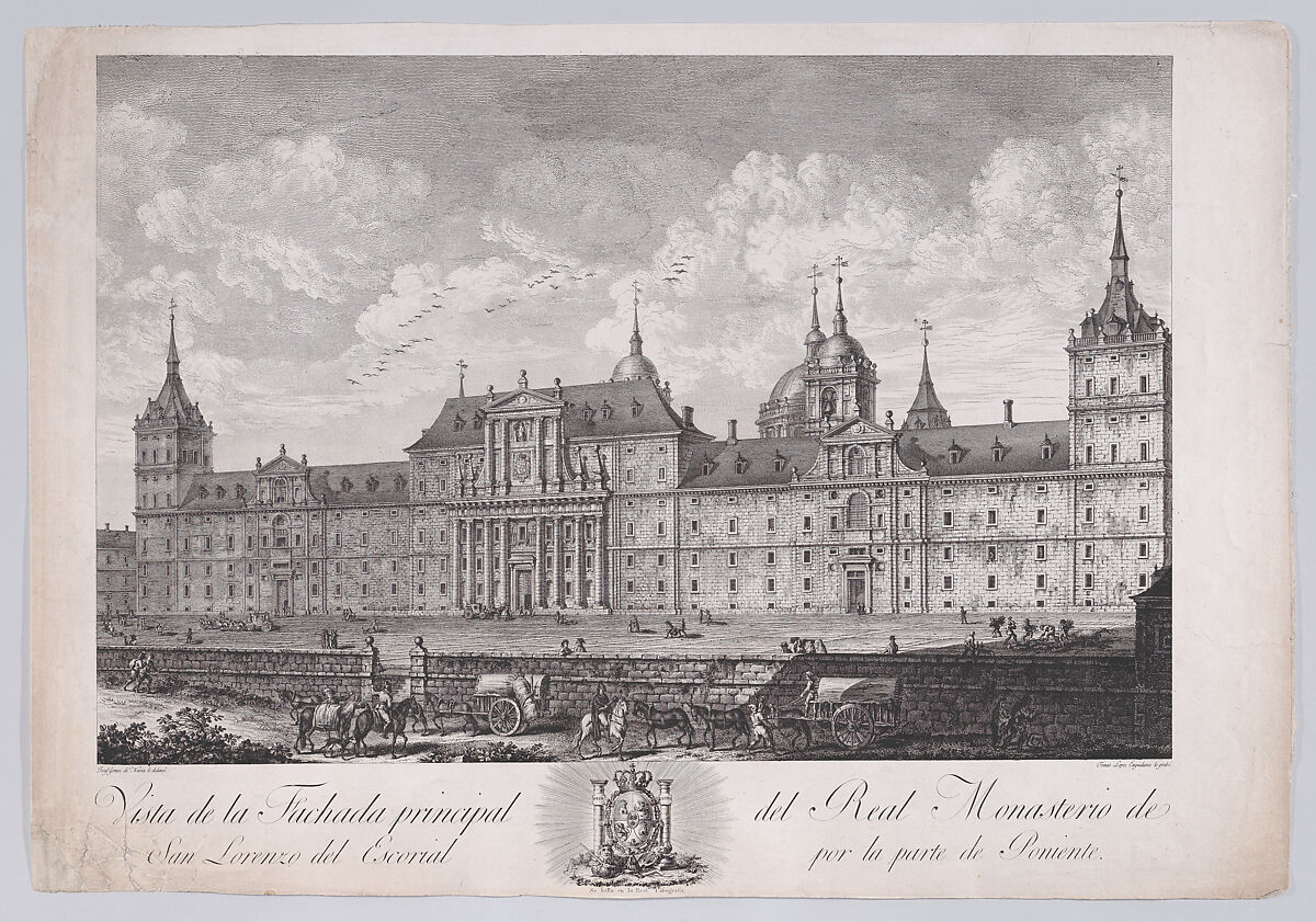 The main facade of the monastery of El Escorial, from a series of Views of El Escorial, Tomás López Enguidanos (Spanish, 1760/73–1812/14), Etching and engraving 