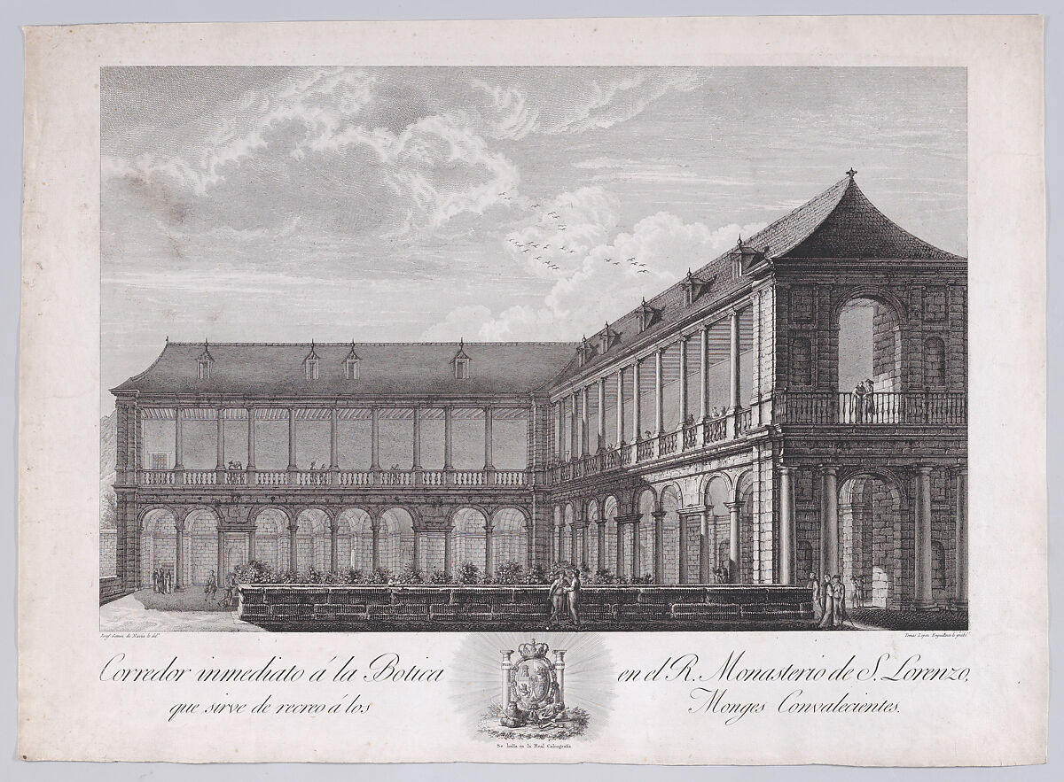 View of an interior corridor of the monastery of El Escorial, from a series of Views of El Escorial, Tomás López Enguidanos (Spanish, 1760/73–1812/14), Etching and engraving 