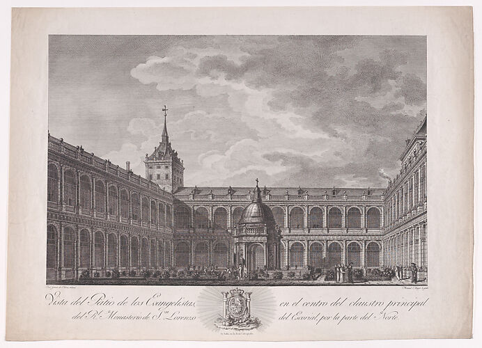 View of the Patio of the Evangelists in the centre of the main cloister of the monastery of El Escorial, from a series of Views of El Escorial