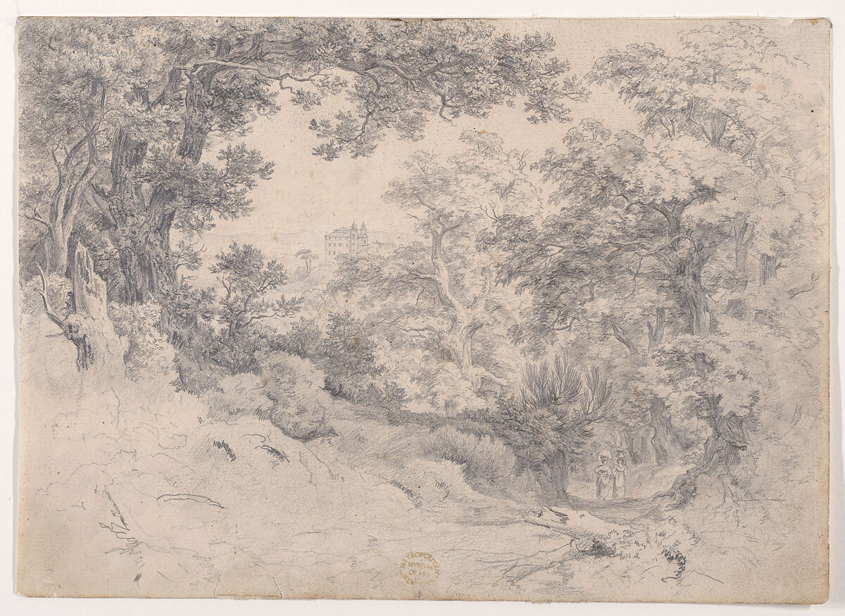 Mediterranean Landscape with a Villa in the Distance, Anonymous, Graphite 