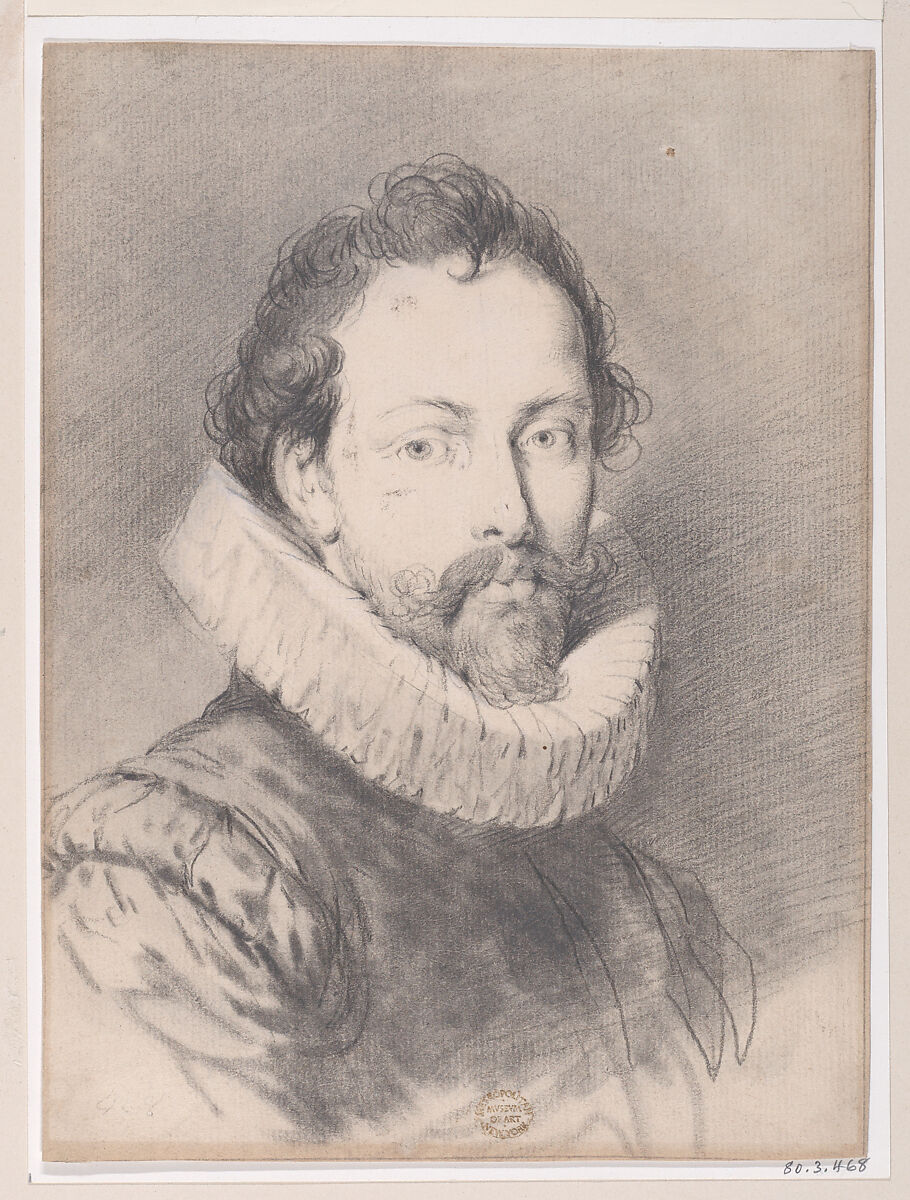 Portrait of a Man, Anonymous, Black chalk, with some graphite and bodycolor; framing lines in graphite 