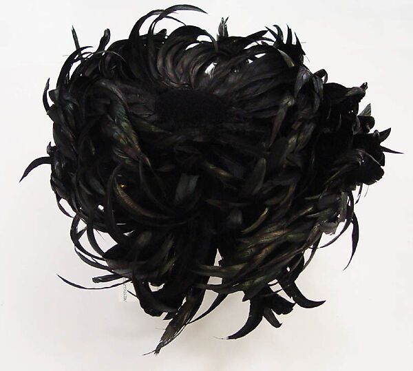 Hat, William J. (American, 1948–1962), cotton, silk, feathers, plastic, American