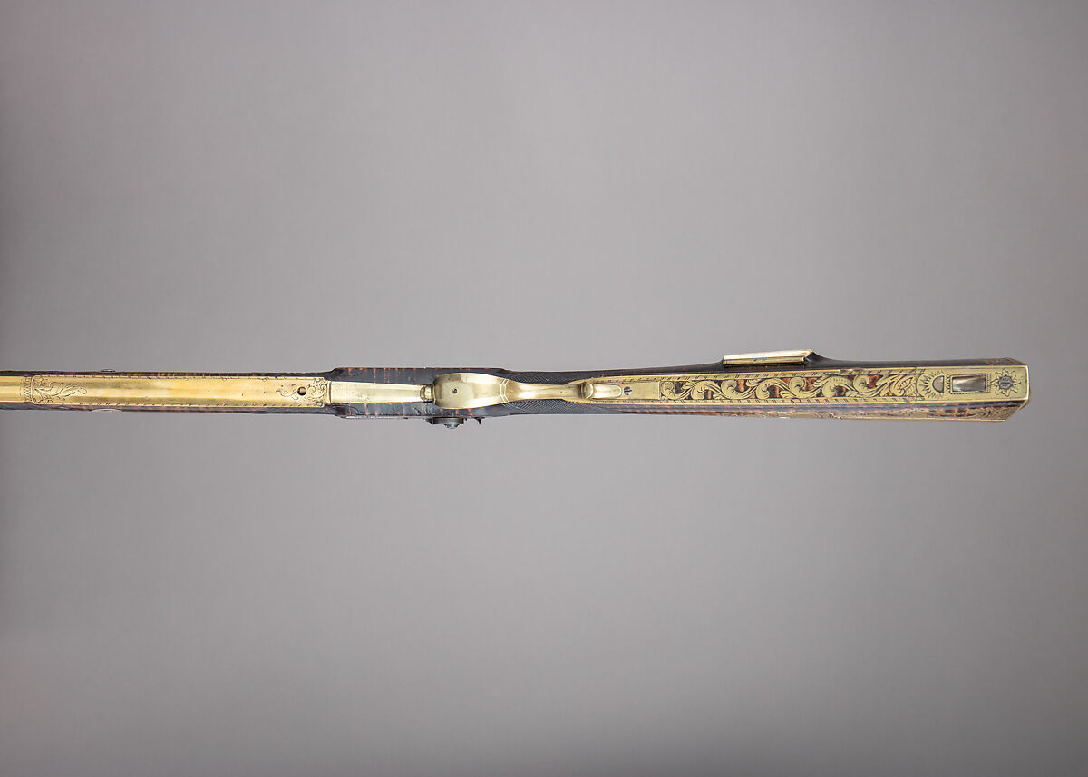 Percussion Longrifle Converted to a Target Rifle, Attributed to Jacob Kuntz (American, Allentown, Pennsylvania 1780–1876 Philadelphia, Pennsylvania), Wood (maple), steel, brass, platinum, silver, horn, bone, stock and fittings, American, Philadelphia; lock, British, London; barrel, Scottish, Edinburgh