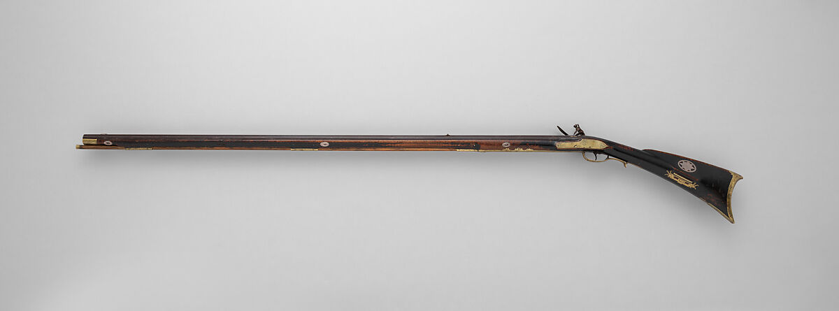 Flintlock Longrifle, Henry Young (American, Easton, Pennsylvania, ca. 1775–ca. 1833 Wilkes-Barre, Pennsylvania), Wood (maple), steel, iron, brass, silver, American, Pennsylvania, Easton Township, Northampton County