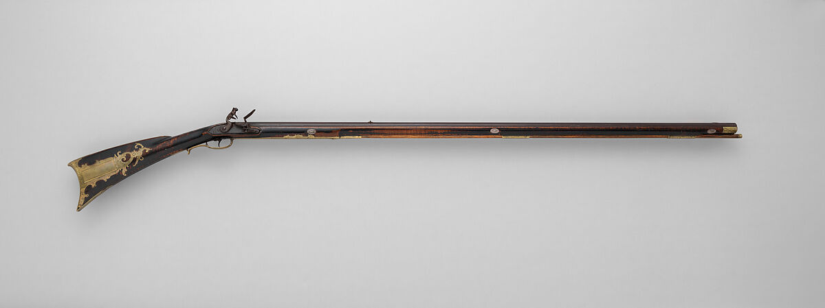 Flintlock Longrifle, Henry Young (American, Easton, Pennsylvania, ca. 1775–ca. 1833 Wilkes-Barre, Pennsylvania), Wood (maple), steel, iron, brass, silver, American, Pennsylvania, Easton Township, Northampton County