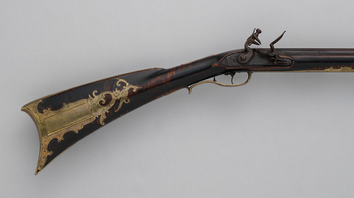 Flintlock Longrifle, Henry Young (American, Easton, Pennsylvania, ca. 1775–ca. 1833 Wilkes-Barre, Pennsylvania), Wood (maple), steel, iron, brass, silver, American, Pennsylvania, Easton Township, Northampton County