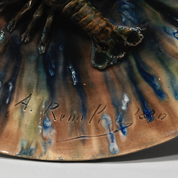 アルフレッド・ルノローAlfred Renoleau Alfred Renoleau - Large round plate with crayfish - French