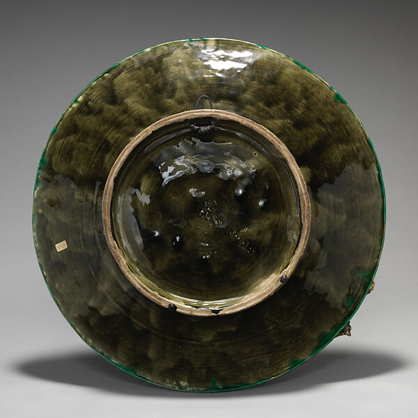 Large round plate with lobsters, Alfred Renoleau (1854 Mansle, Charente, France–1930 Angoulême, France), Glazed earthenware with applied decoration, French, Mansle