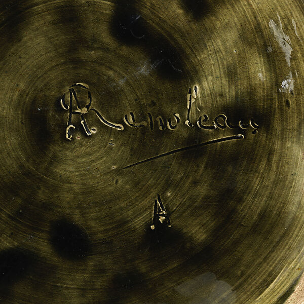 Large round plate with lobsters, Alfred Renoleau (1854 Mansle, Charente, France–1930 Angoulême, France), Glazed earthenware with applied decoration, French, Mansle