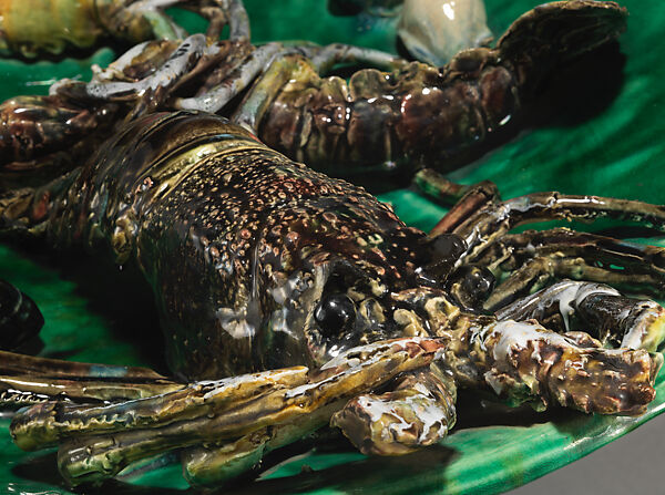 Large round plate with lobsters, Alfred Renoleau (1854 Mansle, Charente, France–1930 Angoulême, France), Glazed earthenware with applied decoration, French, Mansle