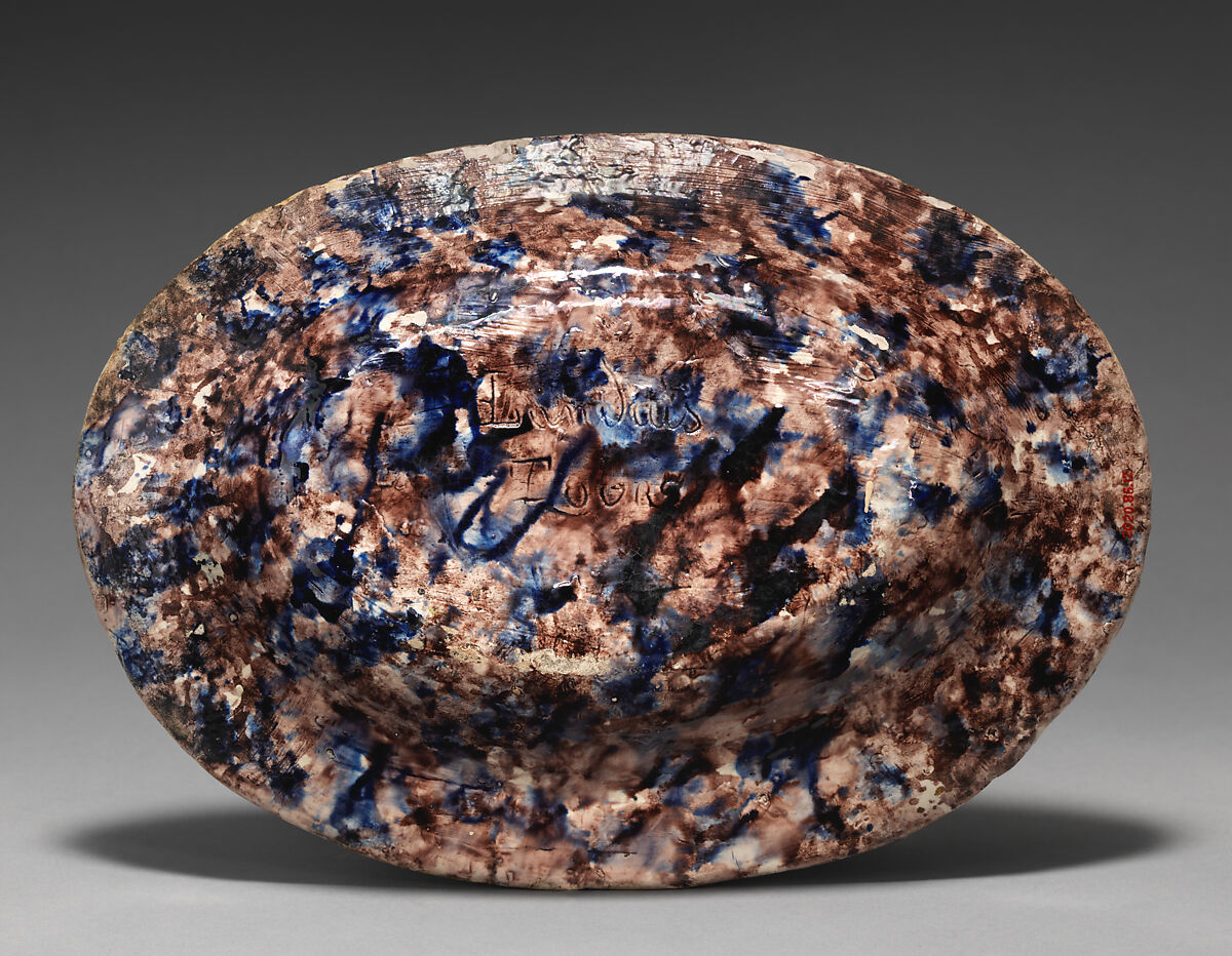 Small oval dish with fish and serpent, Joseph Landais (French, Tours, Calle-Guérand, Touraine, France 1800–1883 Tours, France), Glazed earthenware, French, Tours