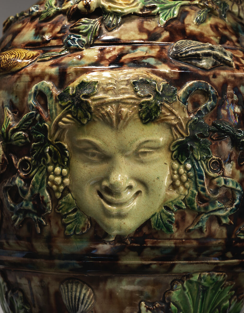 Ewer with female figure, Joseph Landais (French, Tours, Calle-Guérand, Touraine, France 1800–1883 Tours, France), Glazed earthenware, French, Tours