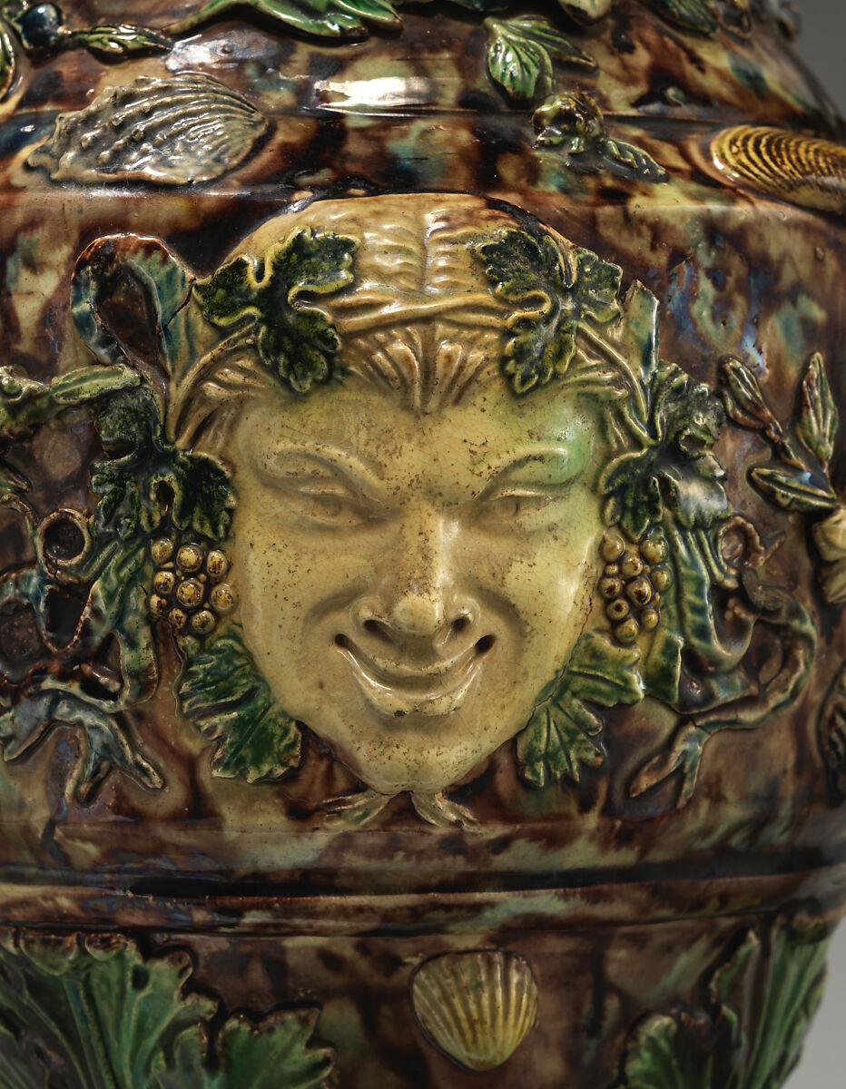 Ewer with female figure, Joseph Landais (French, Tours, Calle-Guérand, Touraine, France 1800–1883 Tours, France), Glazed earthenware, French, Tours