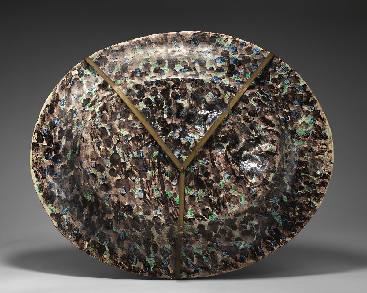 Large basin with snake, ferns, and bark, Charles-Jean Avisseau (French, Tours 1796–1861 Tours), Glazed earthenware, French