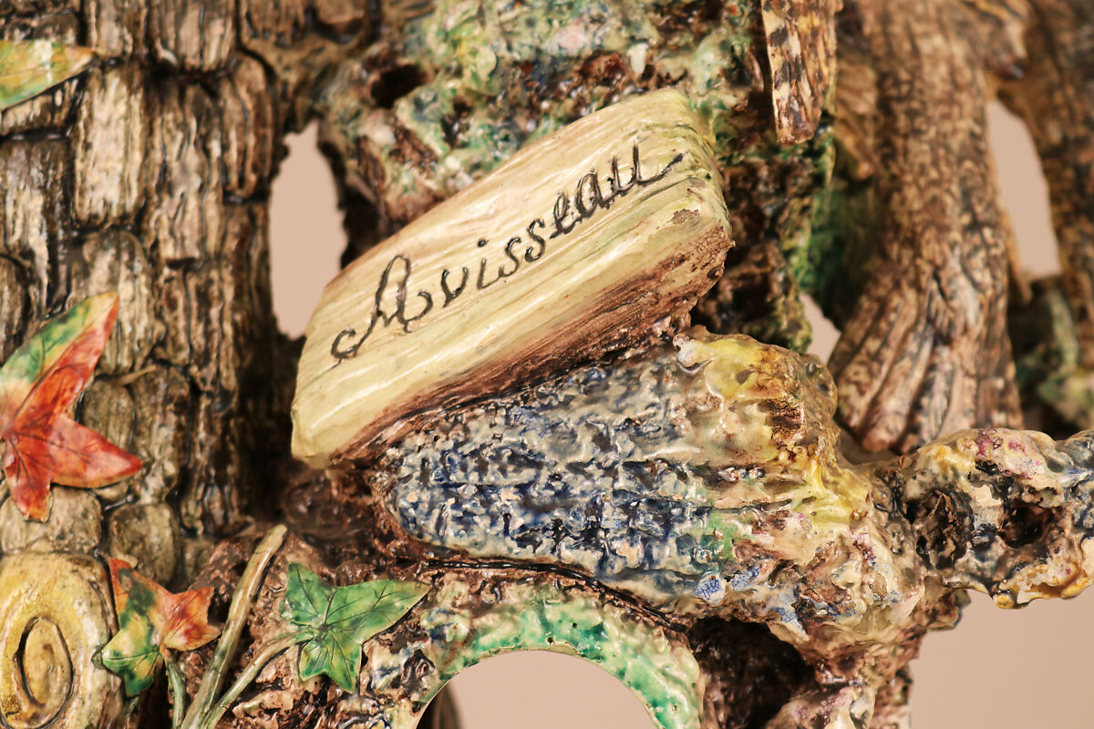 Grotto with owl, snake, and lizard, Charles-Jean Avisseau (French, Tours 1796–1861 Tours), Glazed earthenware, French