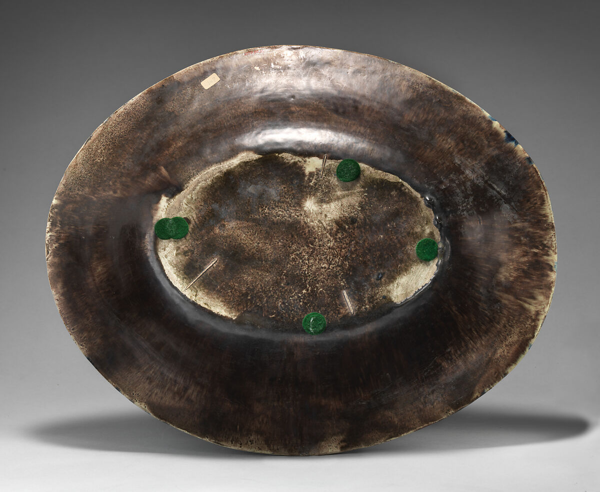 Platter with crocodile, snake, and lizard, School of Paris, Glazed earthenware, French