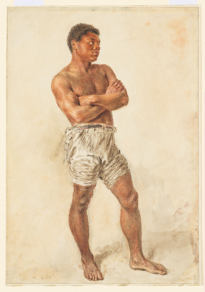 Study of a Young Model, William Henry Hunt (British, London 1790–1864 London), Watercolor over graphite with reductive techniques 