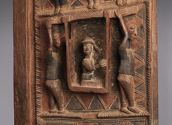 Ìlẹ̀kùn ààfin (Ìsẹ̀ palace door), Olowe of Ise (Nigerian, born Efon-Alaaye, ca. 1873–1938), Iroko wood, paint, Yoruba peoples