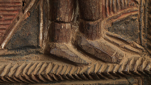 Ìlẹ̀kùn ààfin (Ìsẹ̀ palace door), Olowe of Ise (Nigerian, born Efon-Alaaye, ca. 1873–1938), Iroko wood, paint, Yoruba peoples