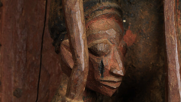 Ìlẹ̀kùn ààfin (Ìsẹ̀ palace door), Olowe of Ise (Nigerian, born Efon-Alaaye, ca. 1873–1938), Iroko wood, paint, Yoruba peoples