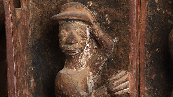Ìlẹ̀kùn ààfin (Ìsẹ̀ palace door), Olowe of Ise (Nigerian, born Efon-Alaaye, ca. 1873–1938), Iroko wood, paint, Yoruba peoples