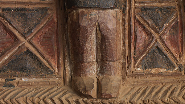 Ìlẹ̀kùn ààfin (Ìsẹ̀ palace door), Olowe of Ise (Nigerian, born Efon-Alaaye, ca. 1873–1938), Iroko wood, paint, Yoruba peoples