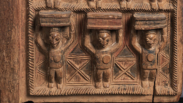 Ìlẹ̀kùn ààfin (Ìsẹ̀ palace door), Olowe of Ise (Nigerian, born Efon-Alaaye, ca. 1873–1938), Iroko wood, paint, Yoruba peoples