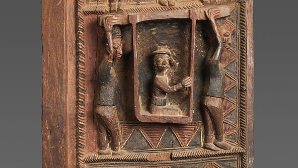 Ìlẹ̀kùn ààfin (Ìsẹ̀ palace door), Olowe of Ise (Nigerian, born Efon-Alaaye, ca. 1873–1938), Iroko wood, paint, Yoruba peoples