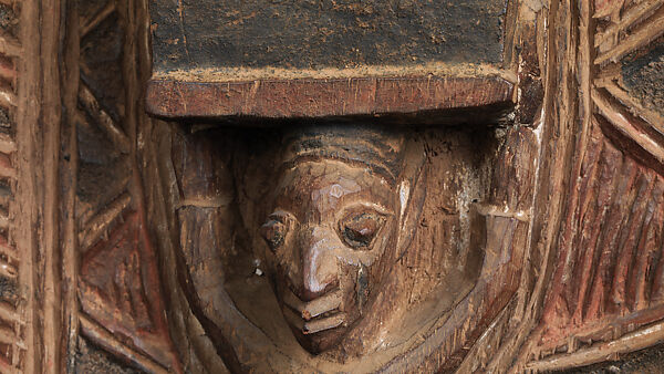 Ìlẹ̀kùn ààfin (Ìsẹ̀ palace door), Olowe of Ise (Nigerian, born Efon-Alaaye, ca. 1873–1938), Iroko wood, paint, Yoruba peoples